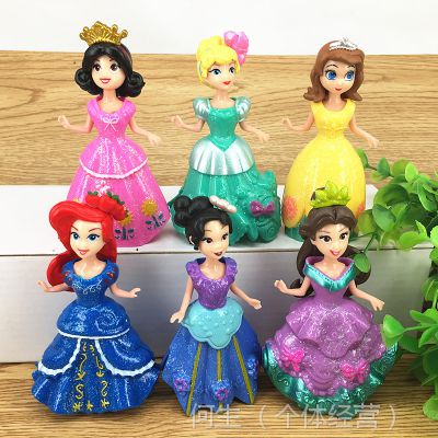 欧美卡通可换衣服装童话公主儿童玩具人偶公仔塑料玩偶摆件 6款