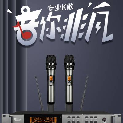 麦谷MG6500S无线话筒一拖二KTV演出教学会议室家用K歌铁灰色 手持