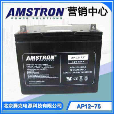 美国AMSTRON蓄电池AP12-75 12V7***h应用电动汽车轮椅踏板车UPS电源计算计系统