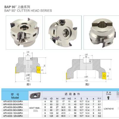 耐磨刀片AOMT1848 配套90度刀盘系列规格 APX4000-D63A04RA