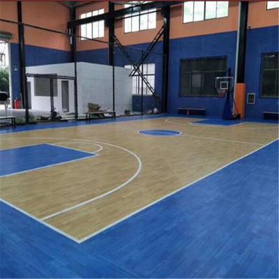 枣庄 室内运动场地胶 篮球场定制图案地胶 塑胶篮球场