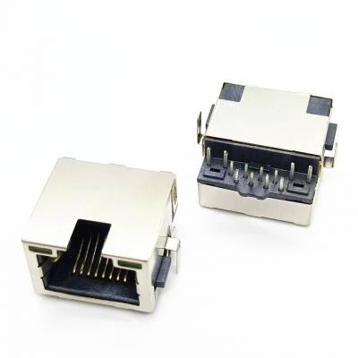 RJ45全包网络网口 沉板3.0 带灯 左黄右绿 90度插板DIP HUB 11.2H