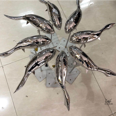 众钰金属制品不锈钢鱼群水景雕塑大鱼小鱼园林景观装饰