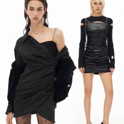 COTTIA春季新品 不对称剪裁吊带裙高级感显瘦气质连衣裙