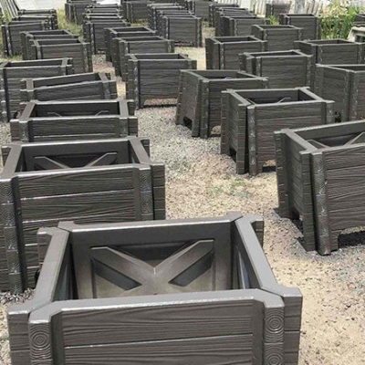 【仿木水泥花箱 园林小区预制防木纹花槽 景观搭配混凝土花盆***工厂