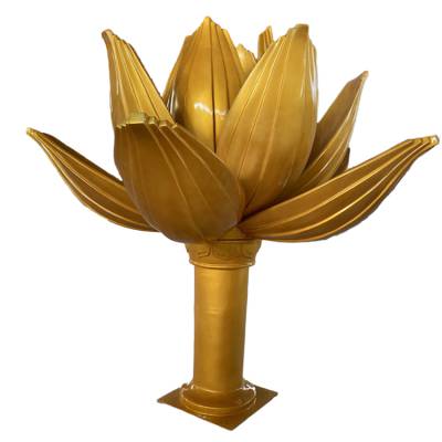 舟山酒店吉祥物喷泉雕塑 金色荷花雕塑工艺品