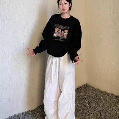 尚美主义加绒卫衣 简约时尚印花设计 高街时尚女装 直播实实体跑量货