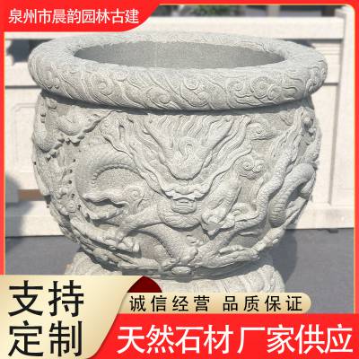 厂家供应石雕水缸中式传统寺庙庭院园林户外摆件石雕花钵