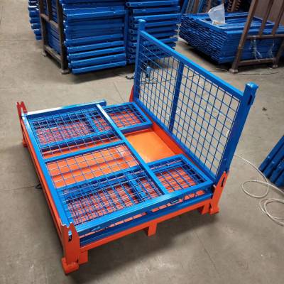 钢制周转网箱厂家定做仓储收纳零件周转货架金属铁板框物料箱