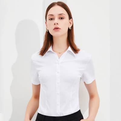 竹纤维80S女款短袖衬衫 企业工作服 支持量体定制 面料可选