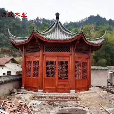 仿古古建凉亭定制 度假村景区防腐木菠萝格凉亭定尺加工