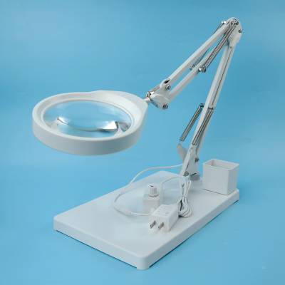 Lente Illuminata PDOK 127mm 10x HD Braccio Orientabile LED 10W Regolabile Base Quadrata B/N Strumento per Saldat