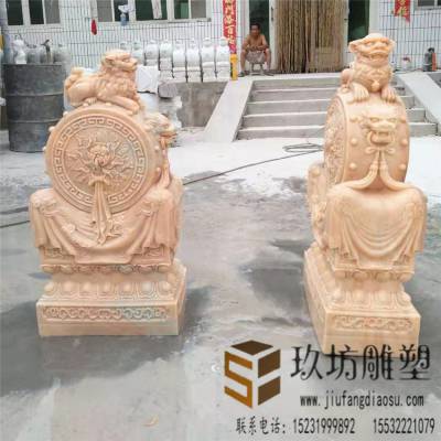 石雕门墩 酒店宾馆石鼓 汉白玉仿古抱鼓