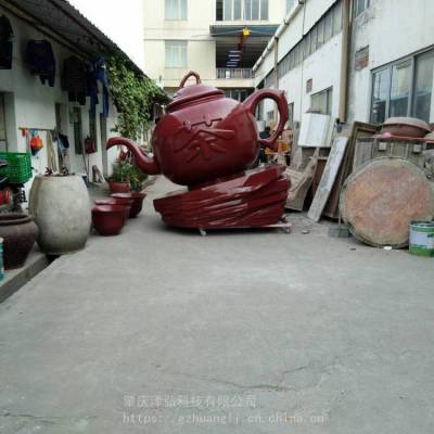 广东广州玻钢雕塑工厂 玻璃钢大茶壶 户外景观仿真茶壶水壶