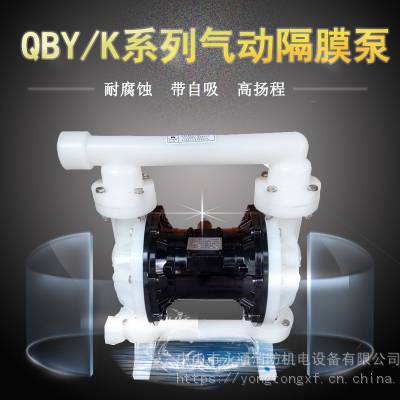工程塑料化工气动隔膜泵QBY-25南冠牌洗洁精腐蚀剂等抽吸泵