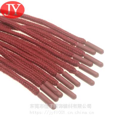 双面凹字LOGO鞋带绳头 红黑棉绳头胶头注塑一体加工 免胶水免胶片处理