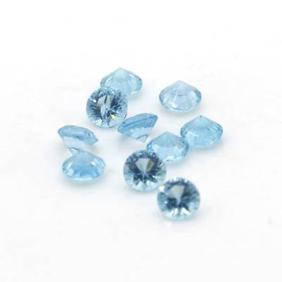 天然宝石 圆形镶嵌磷灰石_无杂质裸石蓝色磷灰石_高端定制