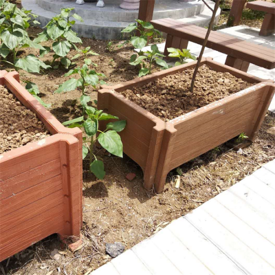 水泥仿木花箱 方形绿植组合花池 景观种植创意花盆