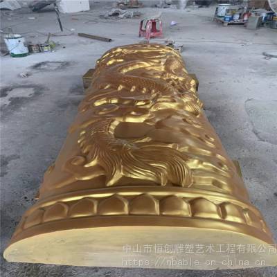 供应湖南龙凤柱雕塑 门店玻璃钢雕塑定制 金色龙凤柱雕塑厂家 恒创雕塑
