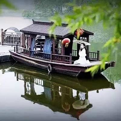 木船中式仿古迎亲船 水上表演影视摄影船 永泉小镇围炉煮茶休闲餐饮船