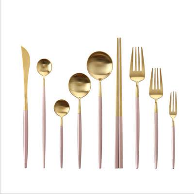 304不锈钢西餐刀叉勺少女心ins粉金刀叉甜品刀叉勺网红刀叉
