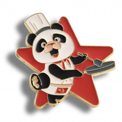 锌合金熊猫徽章,厨师五金胸章,酒店logo徽章厂