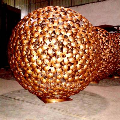 村道广场不锈钢球形工艺品 便宜大件金属雕塑 绿道广场装饰造型 空心