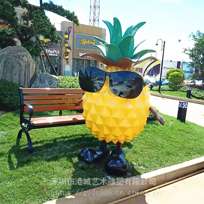 农家乐农场游乐场吉祥物玻璃钢菠萝卡通凤梨公仔雕塑像