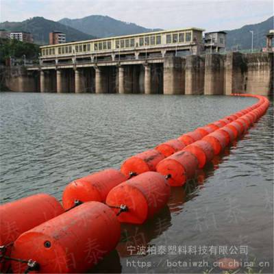 重庆水电站大坝拦污用红色浮箱 拦截漂浮秽物塑料浮筒