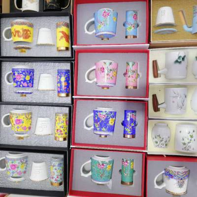 礼品茶杯批发 手绘过滤陶瓷茶杯价格 景德镇建源陶瓷礼品杯厂家定做