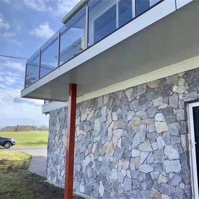 创盛石材天然板岩碎拼石图片 蓝石英碎拼石 深灰色乱型厂家