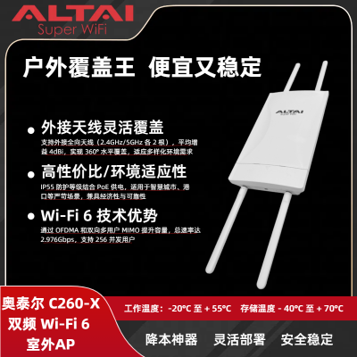̩C260-X ˫ƵWi-Fi 6APIP55 ˮ?PoE ?ǻ۳ / ۿ߸ǽ