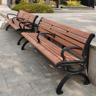 定制PE塑木材质户外公园长椅防腐防晒铸铝椅脚户外座椅