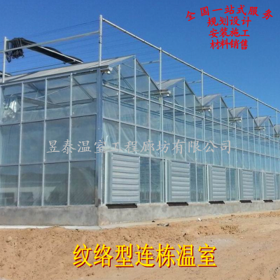 纹络智能玻璃阳光板连栋温室蔬菜花卉种植育苗温室建造YTWSWL0028