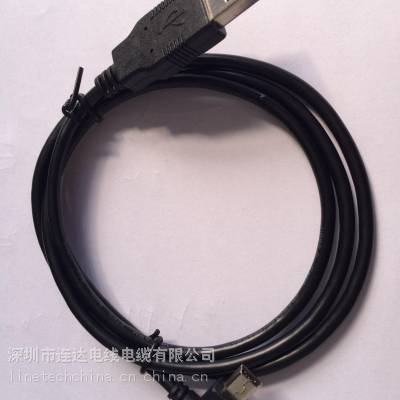 PVC黑色圆线迷你 mini5P左右上下弯头90度数据充电线1米厂家订做批发
