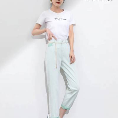 品牌折扣女装尾货 衣丹纶夏 休闲时尚百搭女裤 高腰显瘦裤子便宜货源
