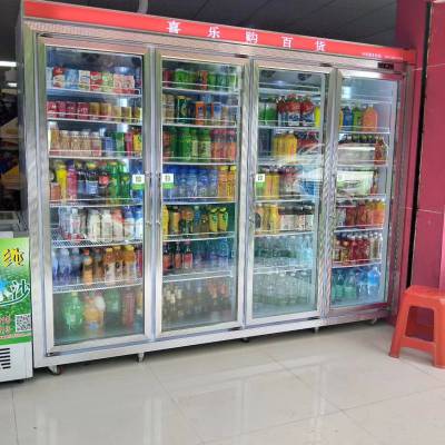 连锁便利店水柜厂家 三门四门五门超市饮料柜 定制玻璃门奶柜 商用冰柜售后维修