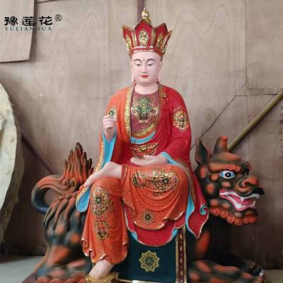 骑兽地藏王佛像 骑兽地藏王彩绘贴金 寺庙佛像 佛像定做厂家