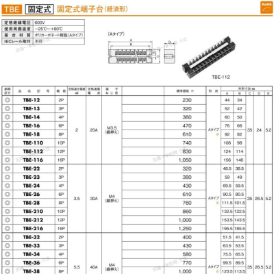 日本日東工業株式会社NITO固定式端子台经济型TBE-110