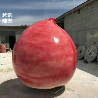 展品校园水蜜桃雕塑异形类 厂家 草地水果摆放不锈钢金属水蜜桃雕塑