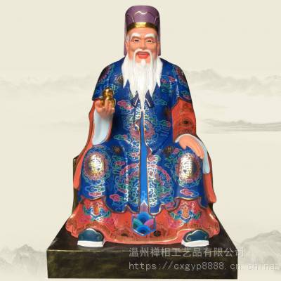 道教神像定制玻璃钢福德正神价格 彩绘土地公 土地婆图片