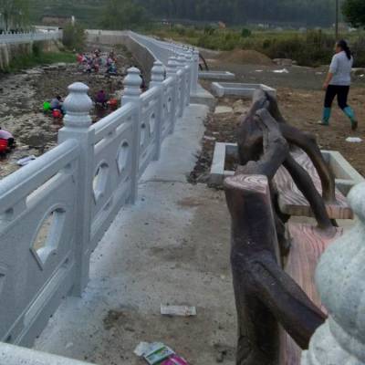 复古寺庙池塘四周石头扶手景区寺院楼梯两侧石栏杆道观拱桥栏板