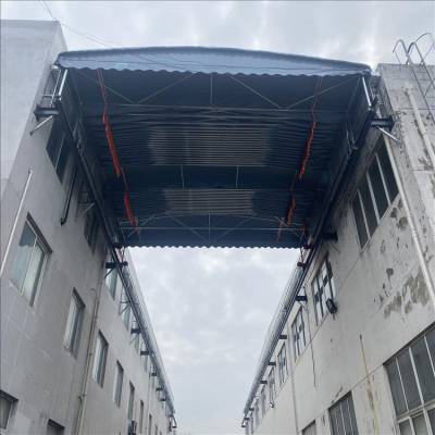 鑫建华制作电动推拉棚 大型仓库活动雨篷 推拉蓬焊接处做防锈处理