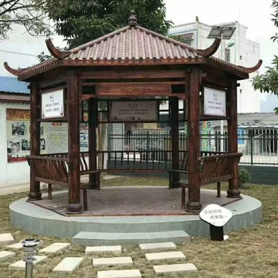 炭化木凉亭价格，防腐木凉亭图片大全，六角双层重檐凉亭定做