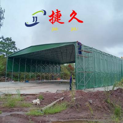 平昌白色PVC膜布活动雨蓬 过道移动推拉篷 手动折叠伸缩雨棚