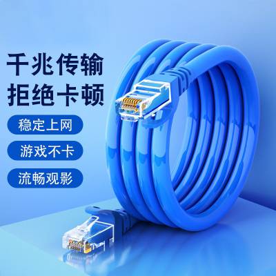 汉维(HANWEI)非屏蔽超五类类成品网络跳线千兆RJ45监控电脑路由器网络连接线 1M蓝色