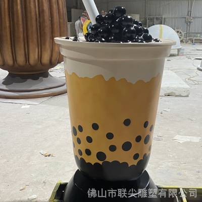 玻璃钢定做各款奶茶杯雕塑 商业街店铺门口雕塑