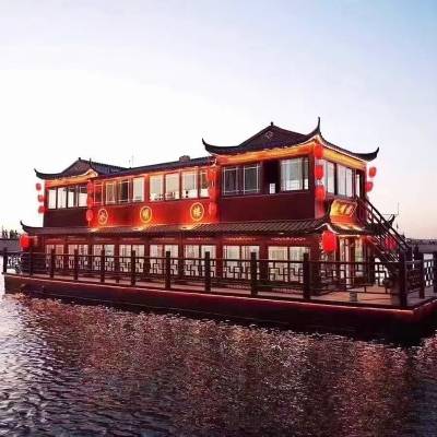 江南玻璃钢覆盖的供应西湖画舫船 40-50人座餐饮船观光船