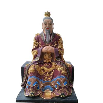 湖北枣阳佛像神像专业设计定做 姜子牙神像 姜太公坐像雕塑 贴金彩绘封神人物塑像