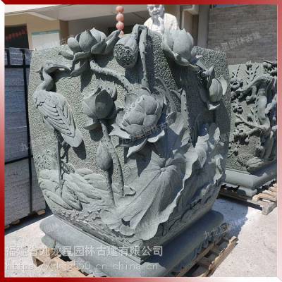 仿古盆景缸 雕刻别墅庭院户外石雕花盆摆件 大型雕花石头鱼缸